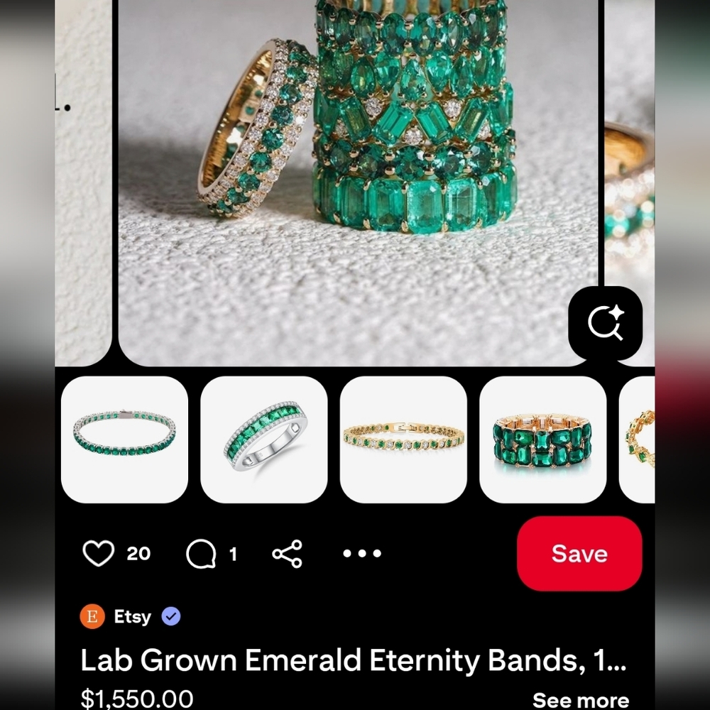 Stunning Vtg Heirloom Emerald Cut Eternity ring See Similiar Pieces Listed
